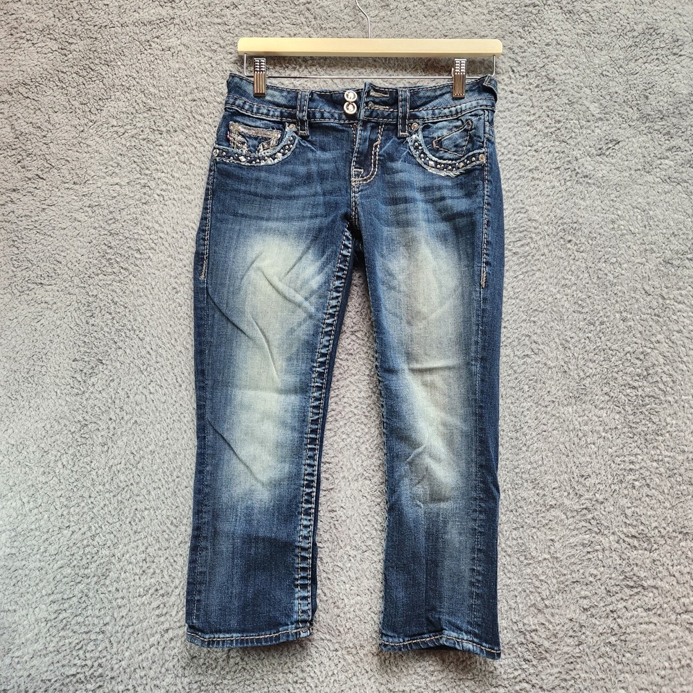 Vigoss Capri Jeans Womens‎ 1/2 Blue Denim Cotton 5-Pockets Mid Rise Zip Fly